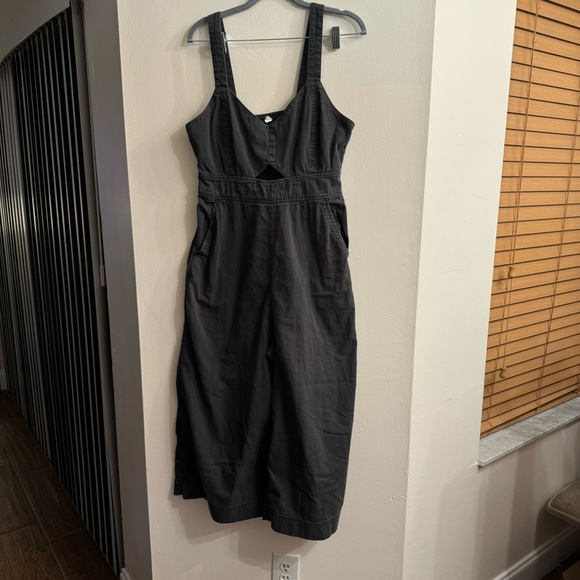 aerie Pants - Aerie Charcoal Grey Cut Out Tank Top Wide Leg Jumpsuit Size Large